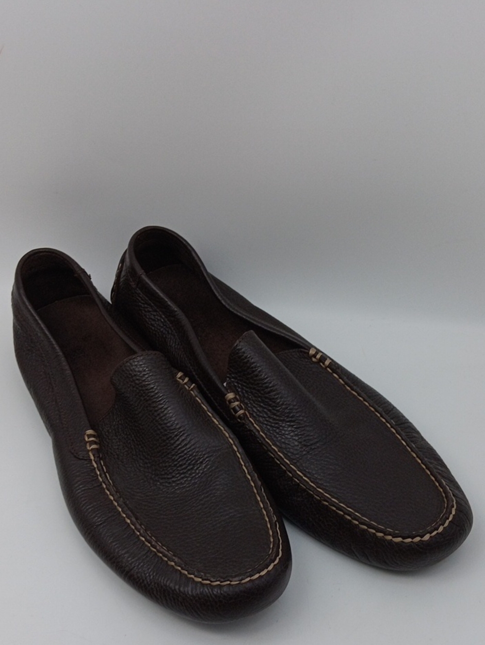 POLO RALPH LAUREN BROWN PEBBLED LEATGER SLIP-ON LOAFERS SIZE 14